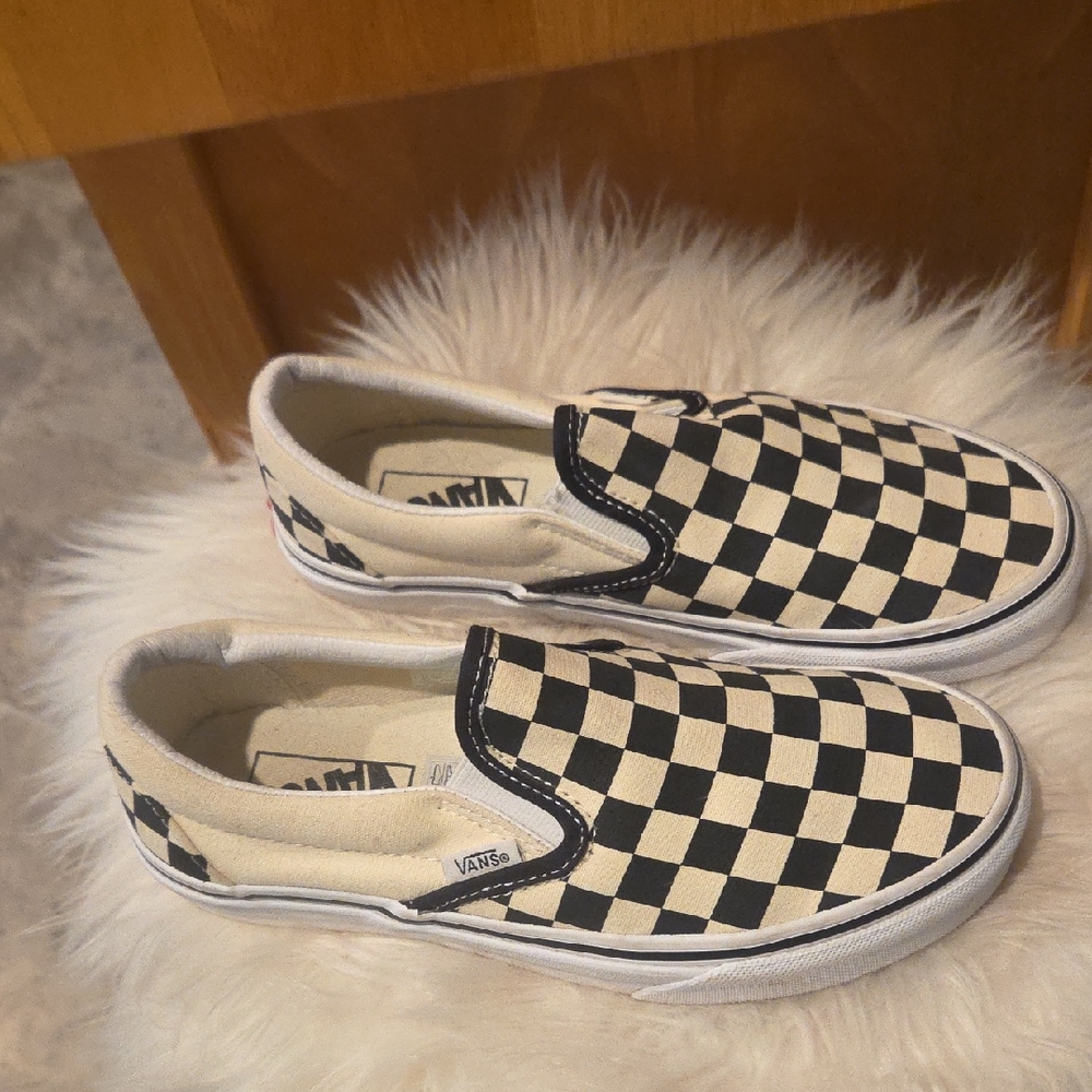 Vans Checkerboard Slip-On Sneakers in Black and White